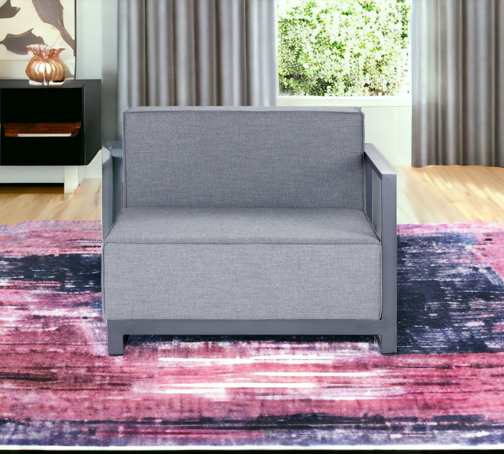 37" Gray Linen Arm Chair