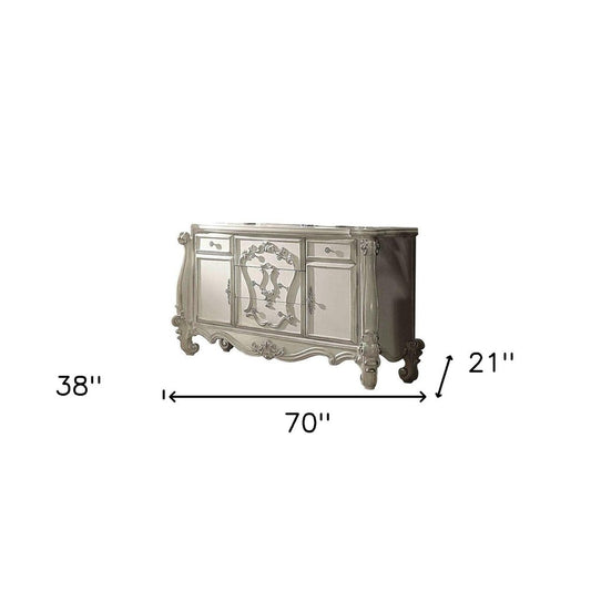 38" White Solid Wood Six Drawer Combo Dresser
