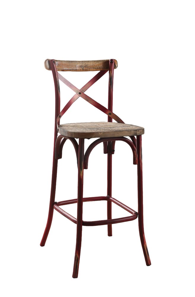 21" Brown And Sky Blue Iron Bar Chair