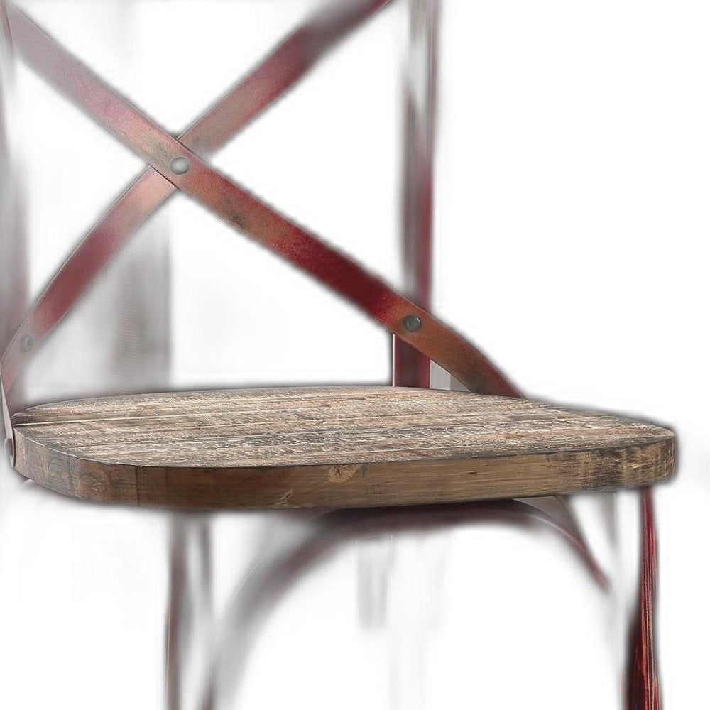 21" Brown And Sky Blue Iron Bar Chair