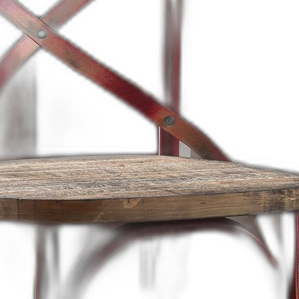 21" Brown And Sky Blue Iron Bar Chair