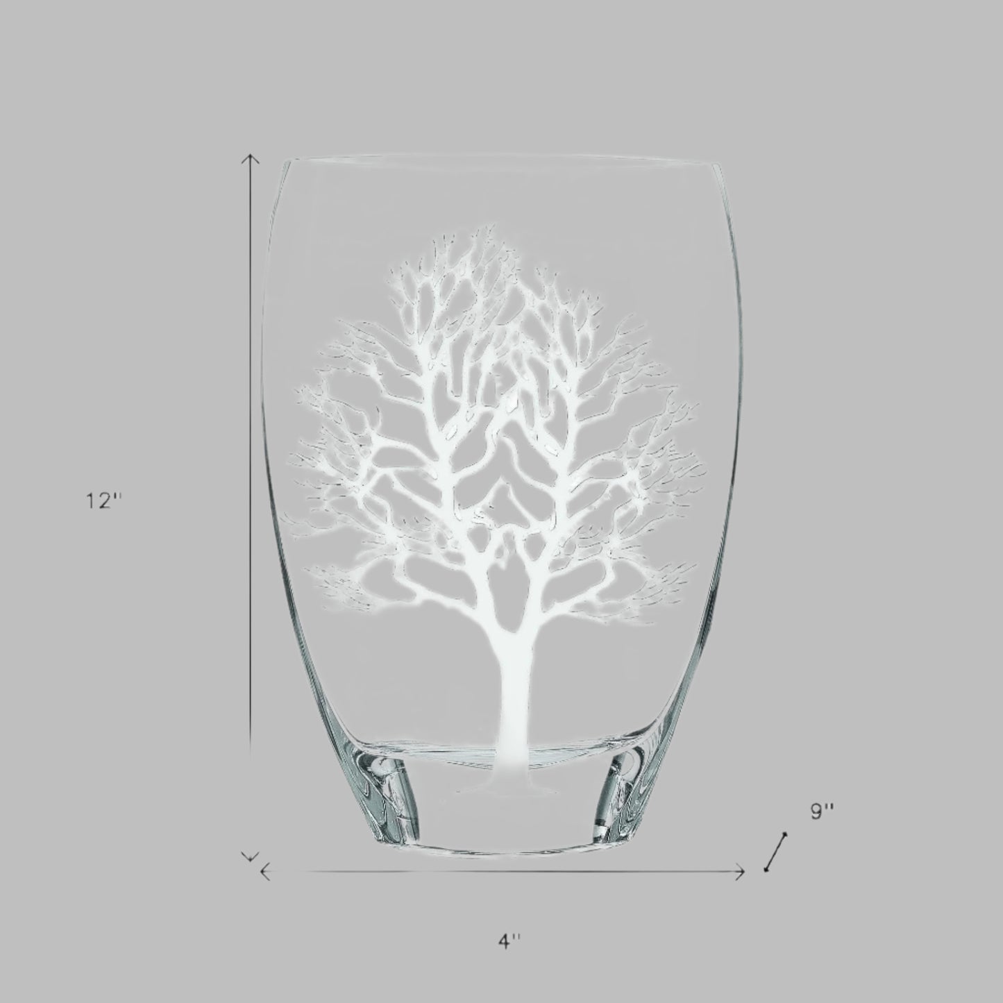 12 Mouth Blown Frosted Crystal European Made Tree Of Life Vase