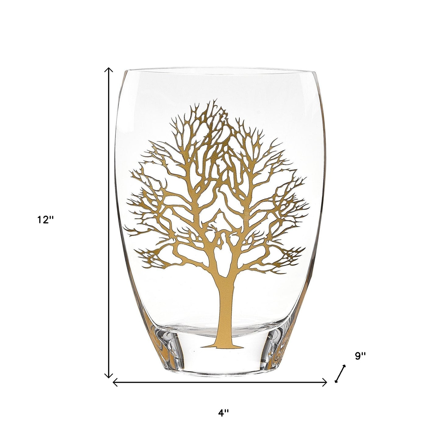 12 Mouth Blown Frosted Crystal European Made Tree Of Life Vase