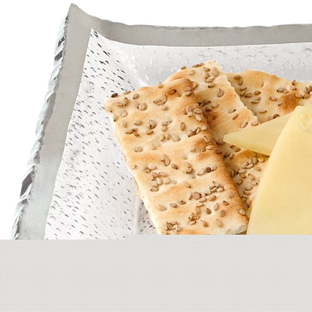 18 Mouth Blown Rectangular Edge Silver Serving Platter Or Tray