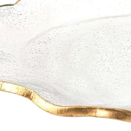 10" Clear And Gold Glass Platter