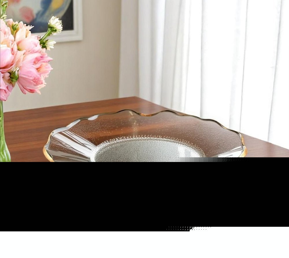 10" Clear And Gold Glass Platter
