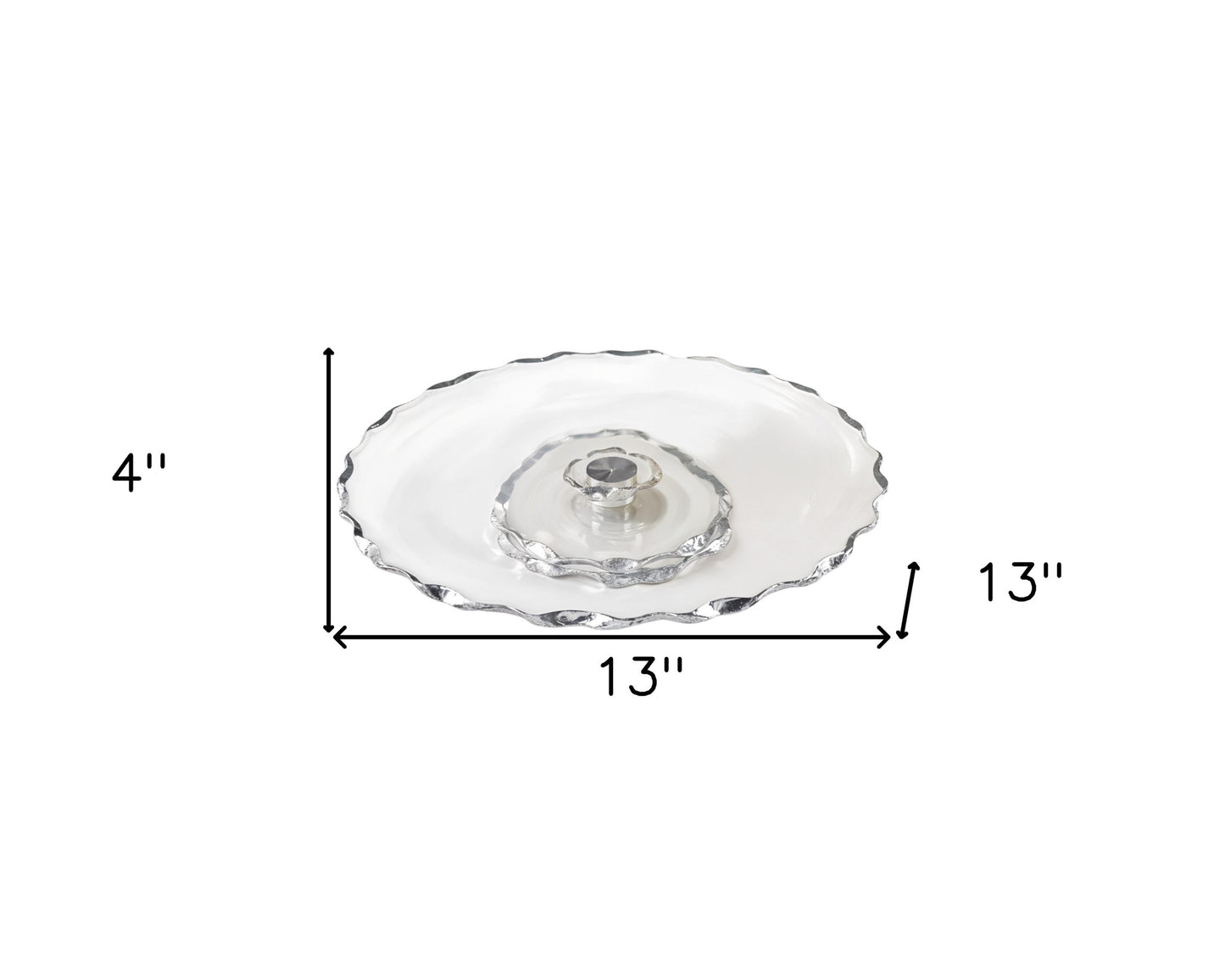 13" Clear and Gold Round Glass Hand Finished Lazy Susan