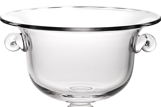 11" Clear Mouth Blown Crystal Round Pedestal Centerpiece Bowl
