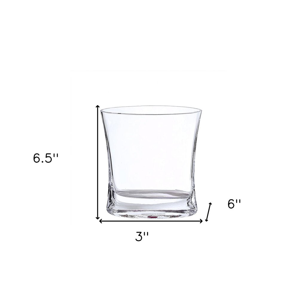 8" Clear Mouth Blown Crystal Pocket Table Vase