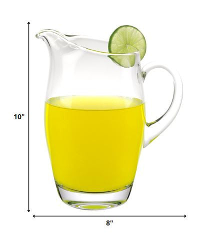 9 Mouth Blown Crystal Barrel Water Juice Or Iced Tea Pitcher 54 Oz