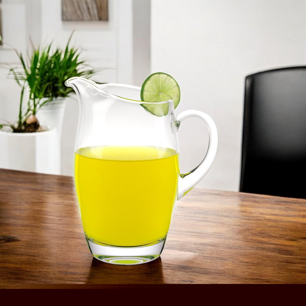 9 Mouth Blown Crystal Barrel Water Juice Or Iced Tea Pitcher 54 Oz