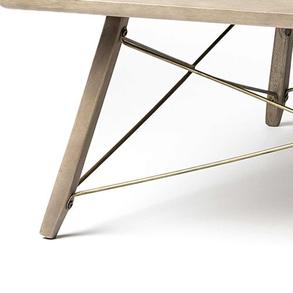 40" Brown and Black Solid Wood and Metal Square Coffee Table