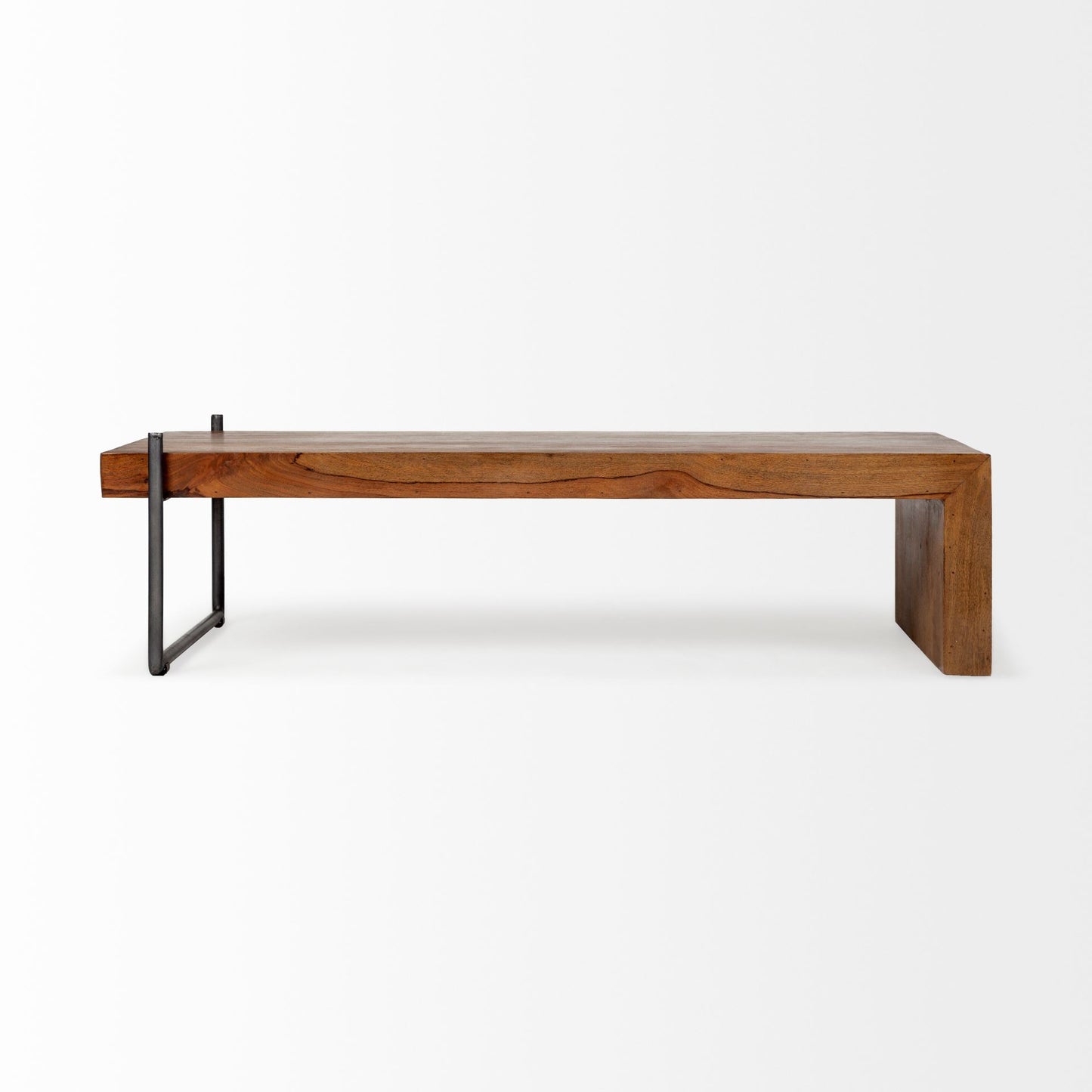 Set of Two Brown Solid Wood and Wood Nested Coffee Tables