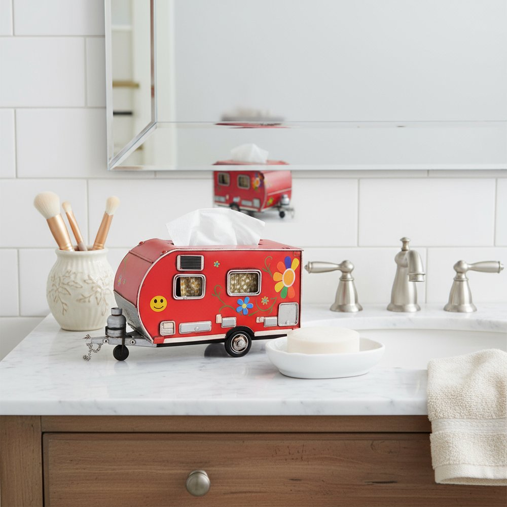 Red Camper Trailer Model Tissue Holder