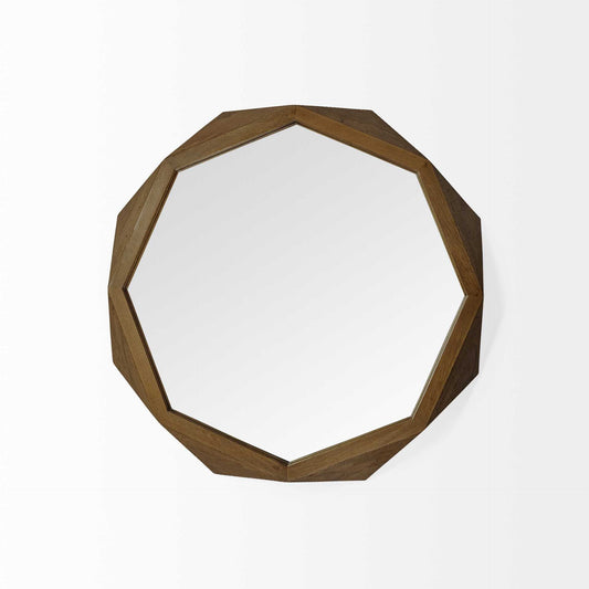 32" Brown Solid Wood Octagon Framed