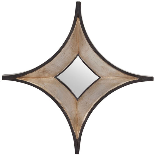 17" Dark Brown Wood Diamond Framed Accent Mirror