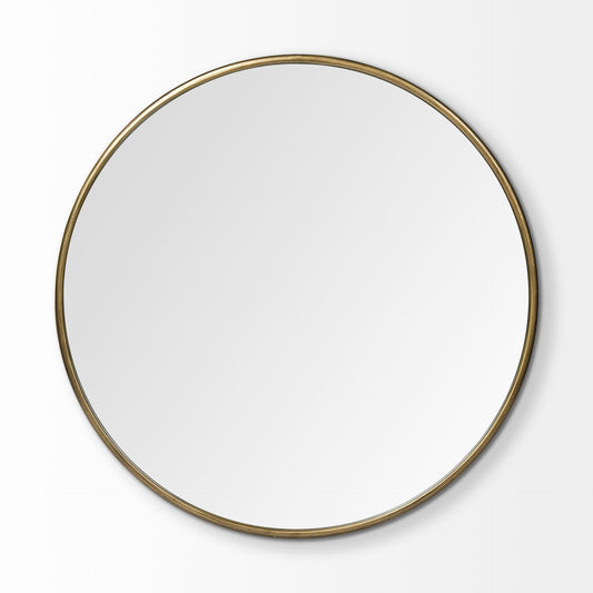 47" Gold Round Metal Framed Accent Mirror