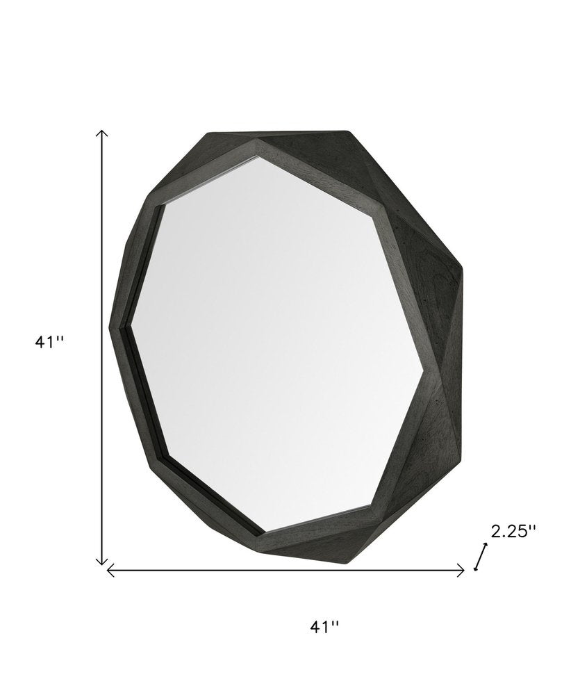 41" Black Solid Wood Octagon Framed
