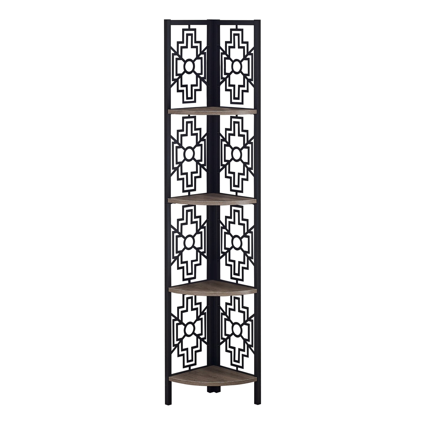 Taupe Metal Four Tier Corner Bookcase