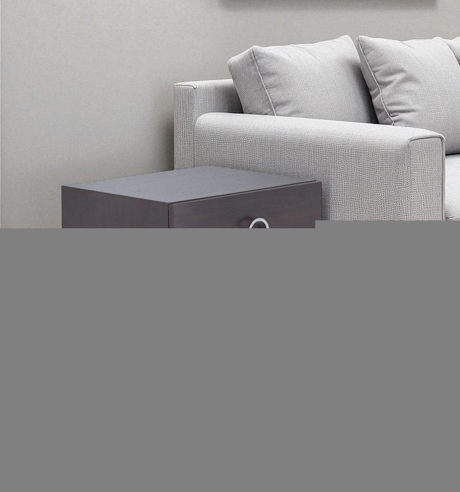 20" Silver And Espresso End Table With Two Drawers