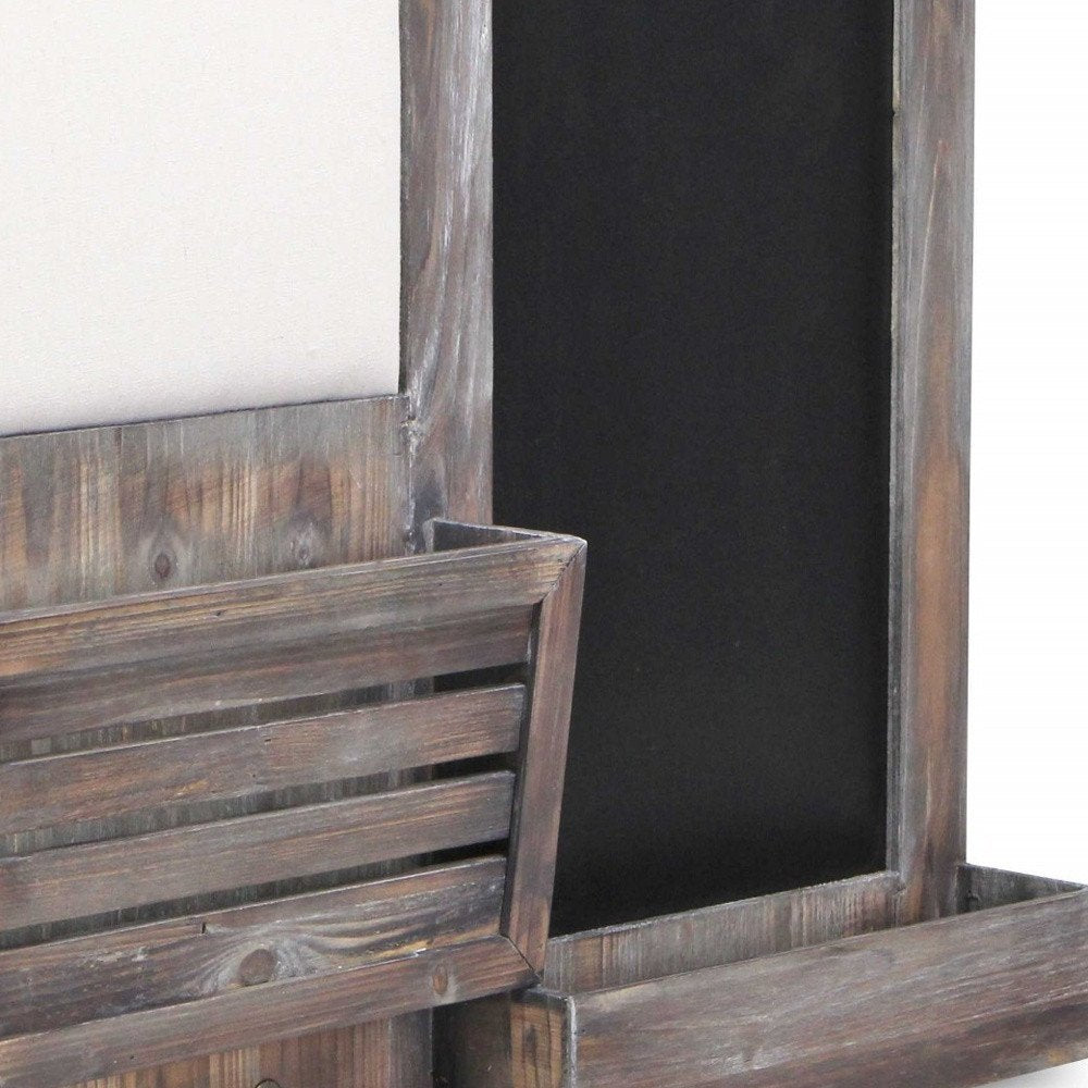 30" Brown Solid Wood Paper Organizer