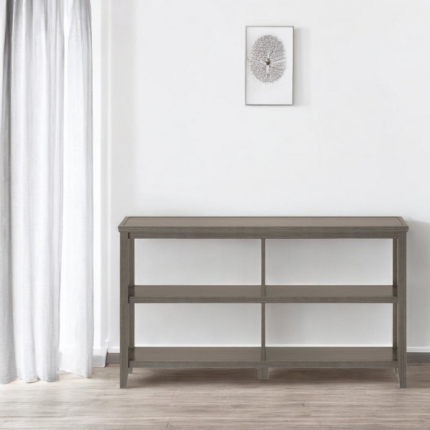 Gray Solid and Manufactured Wood and Solid Wood Double Bookcase