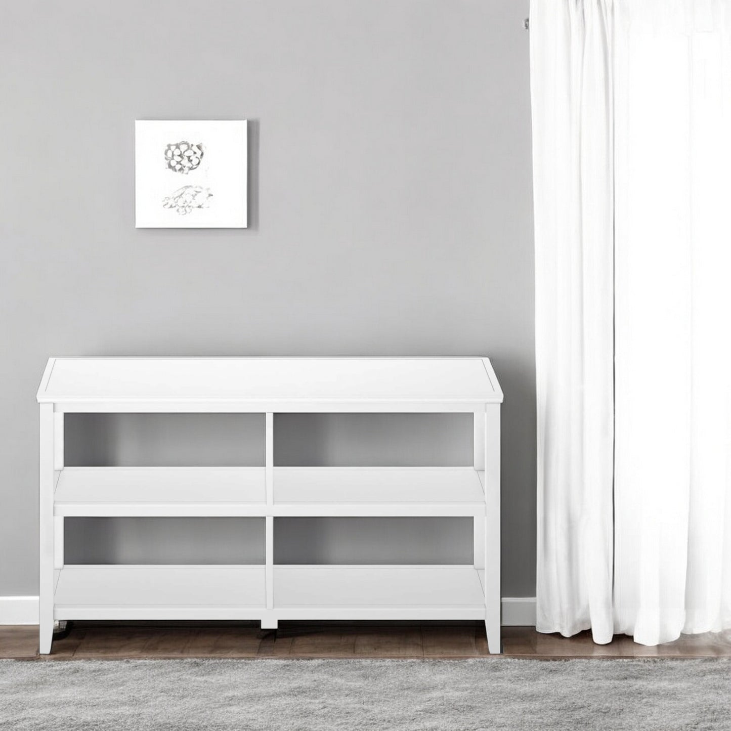 30" White Wood Two Shelf Bookcase