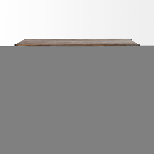 56" Medium Brown Wooden Writing Desk With 3 Drawers And 3 Open Shelves