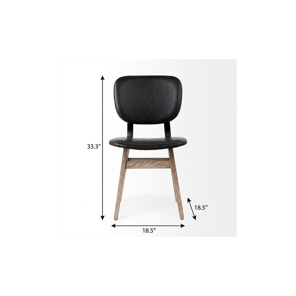 Black and Brown Faux Leather Open Back Dining Side Chair