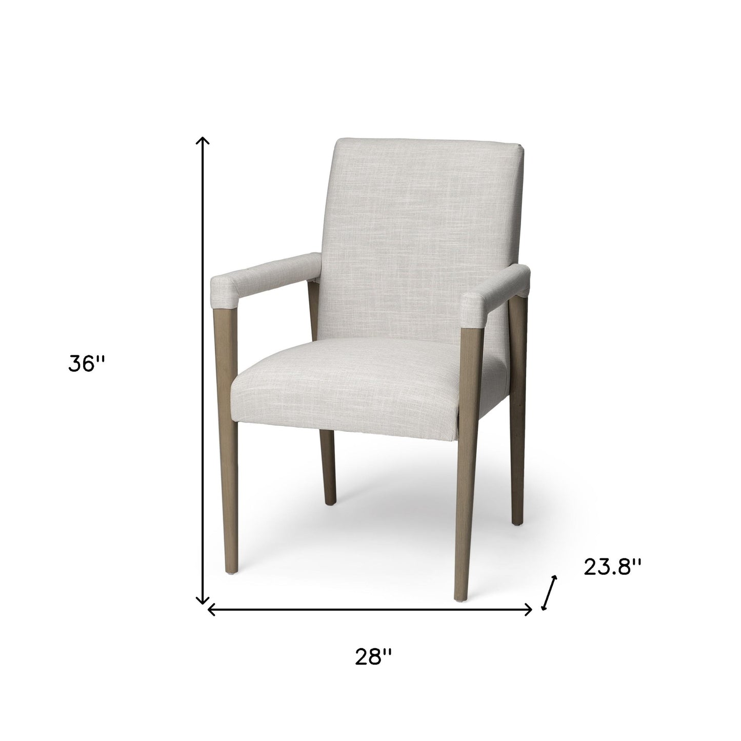 Cream and Brown Upholstered Fabric King Louis Back Dining Arm Chair