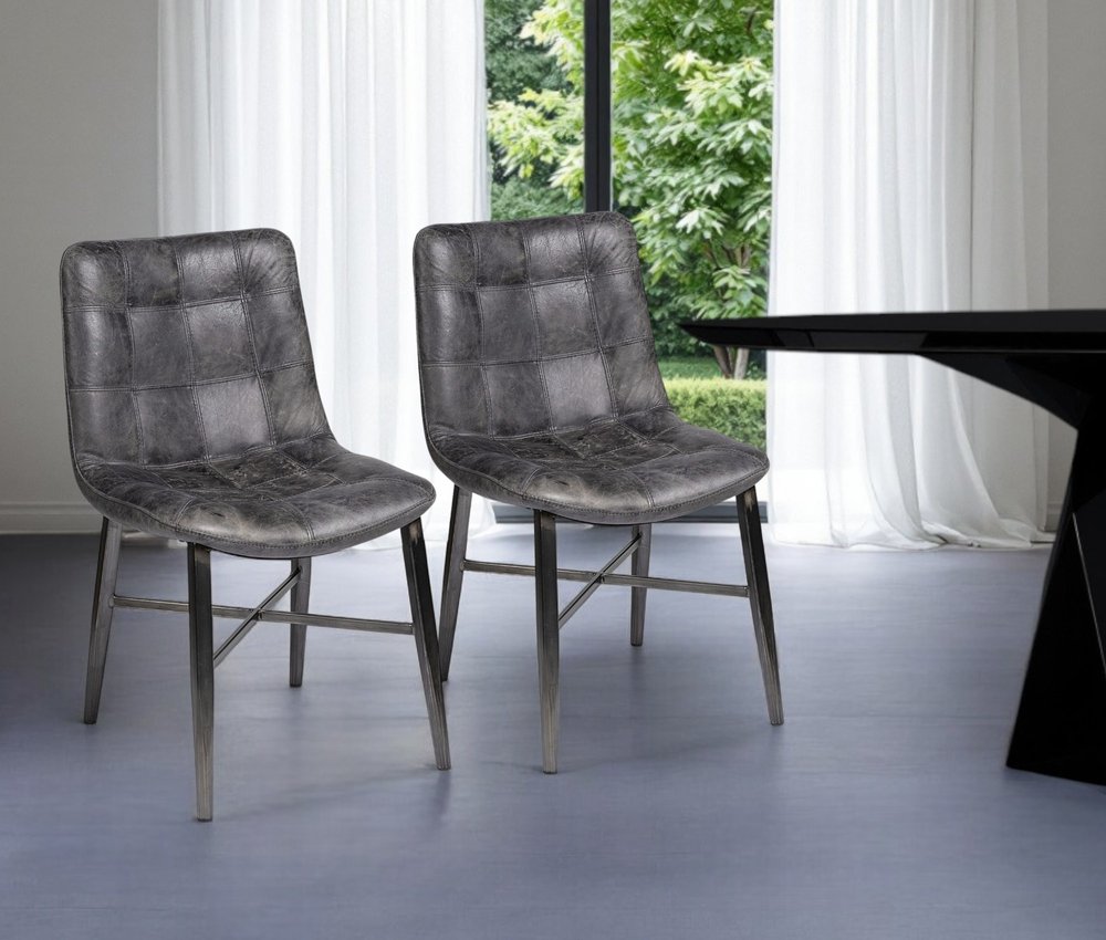 Black Upholstered Leather Dining Side Chair