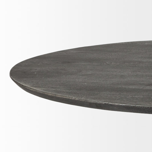 54" Brown Solid Wood and Iron Pedestal Base Round Top Dining Table