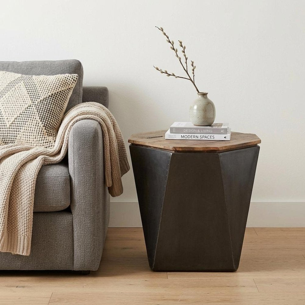 21" Black Solid Wood End Table