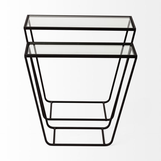 10" Clear Glass and Metal Frame Console Table