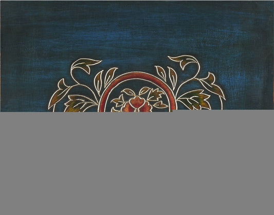 20" Blue and Brown Hand Painted Wood Accent Cabinet With Three Drawers