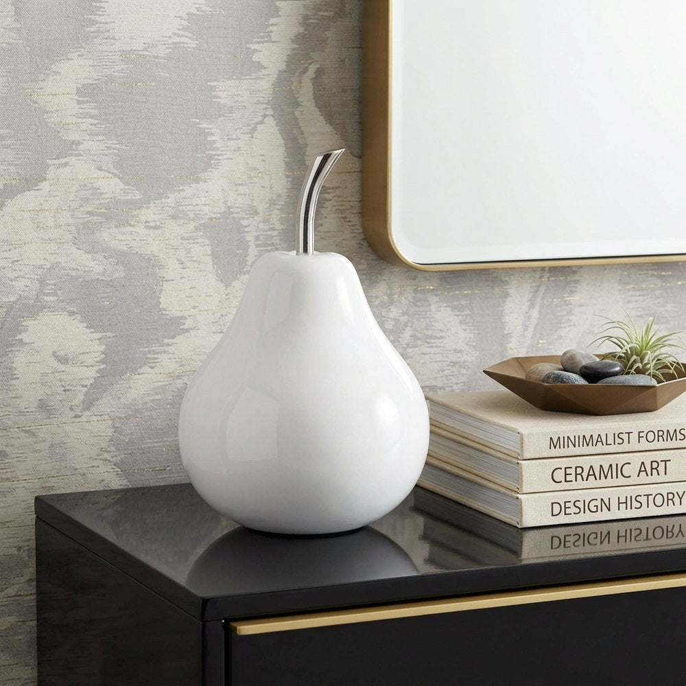 White Medium Pear Shaped Aluminum Accent Home Decor
