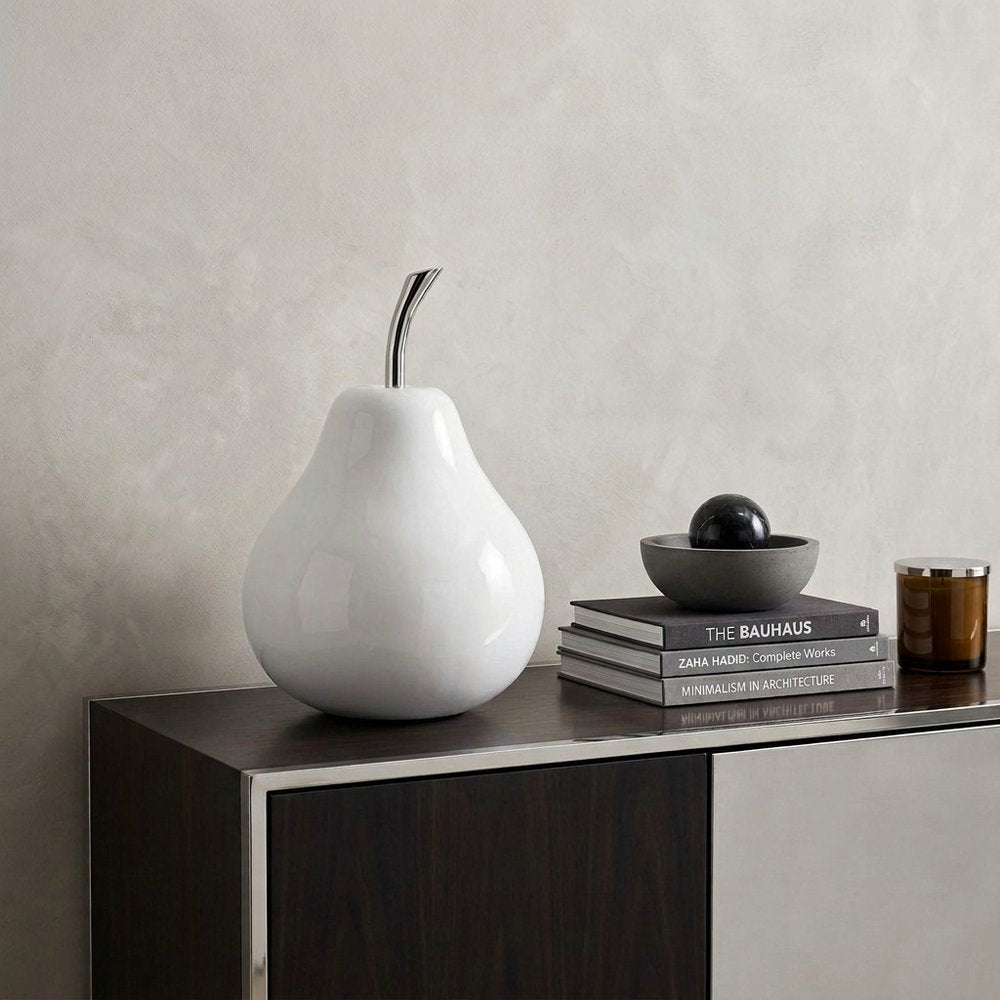 White Jumbo Pear Shaped Aluminum Accent Home Decor