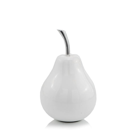 7" White Aluminum Decorative Pear Tabletop Sculpture