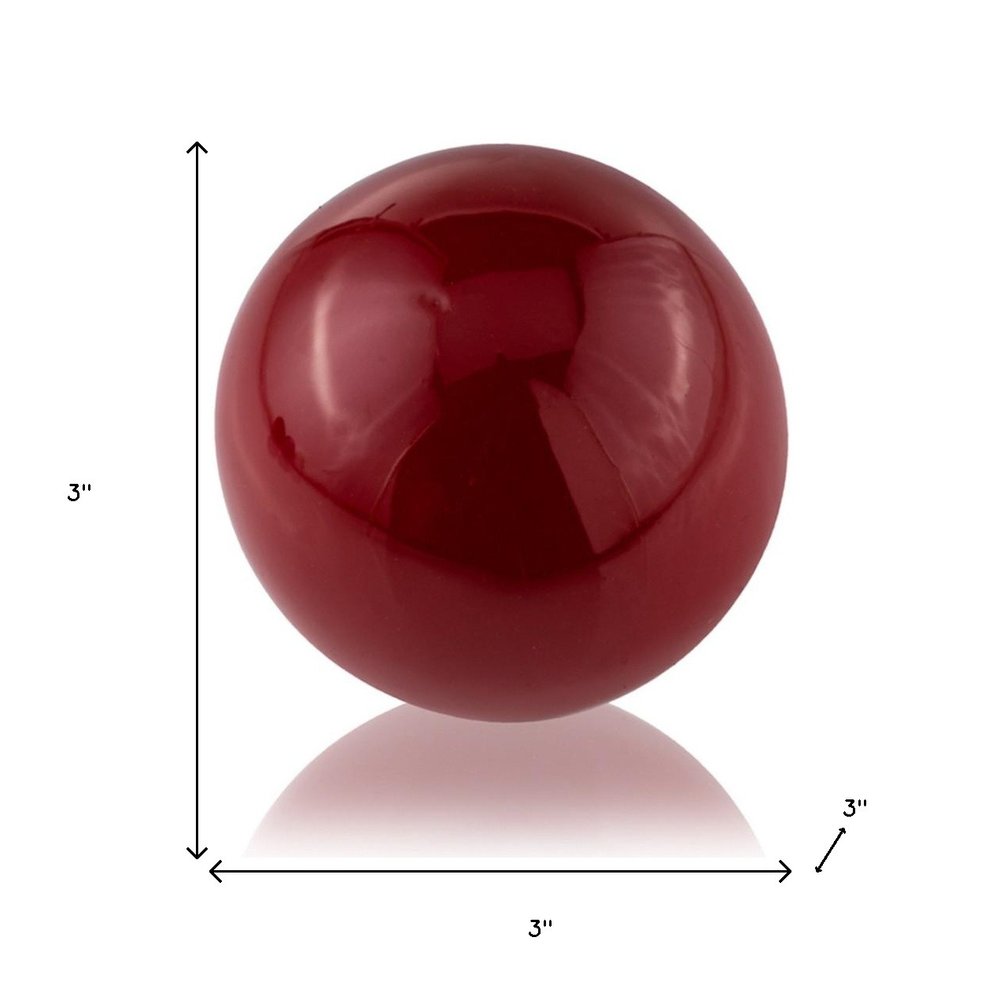 Set of Two 3" Red Aluminum Decorative Orbs