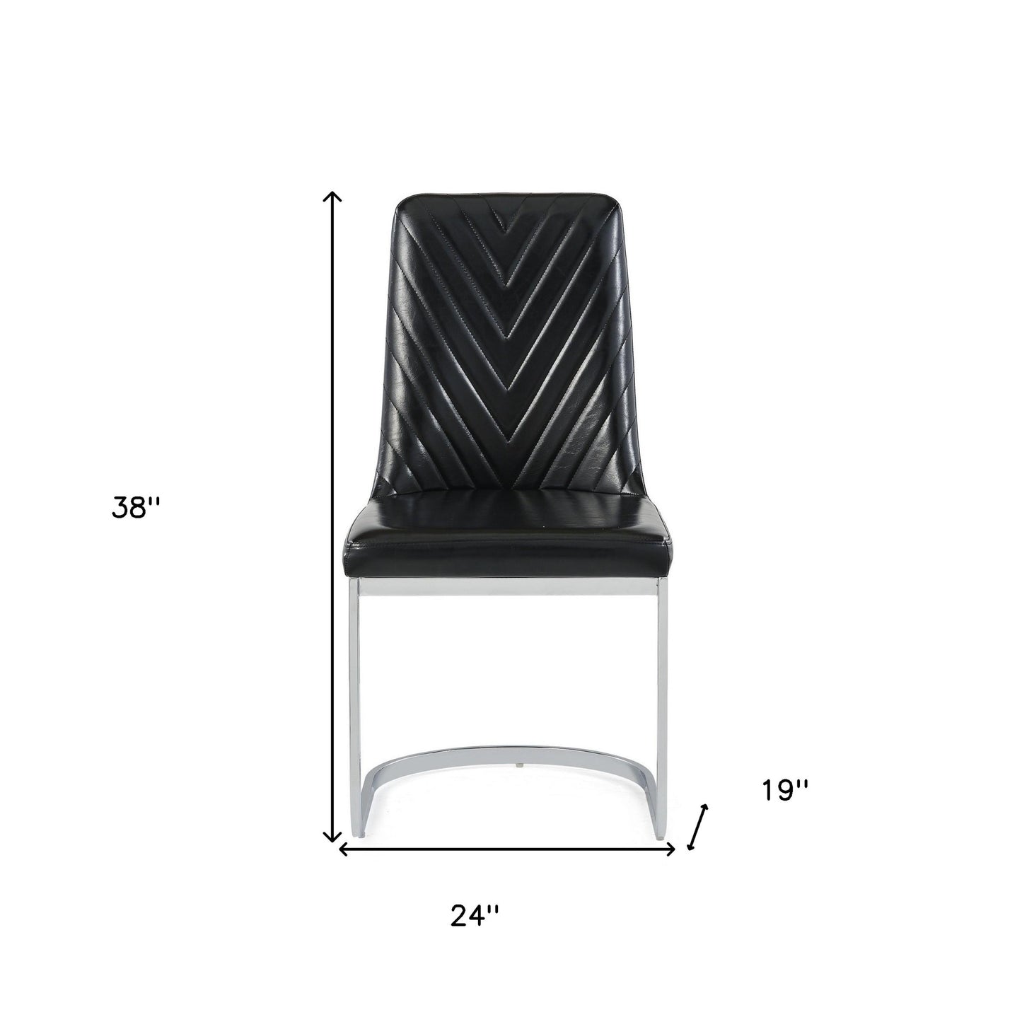 Set of Two Black and Silver Upholstered Dining Side Chairs