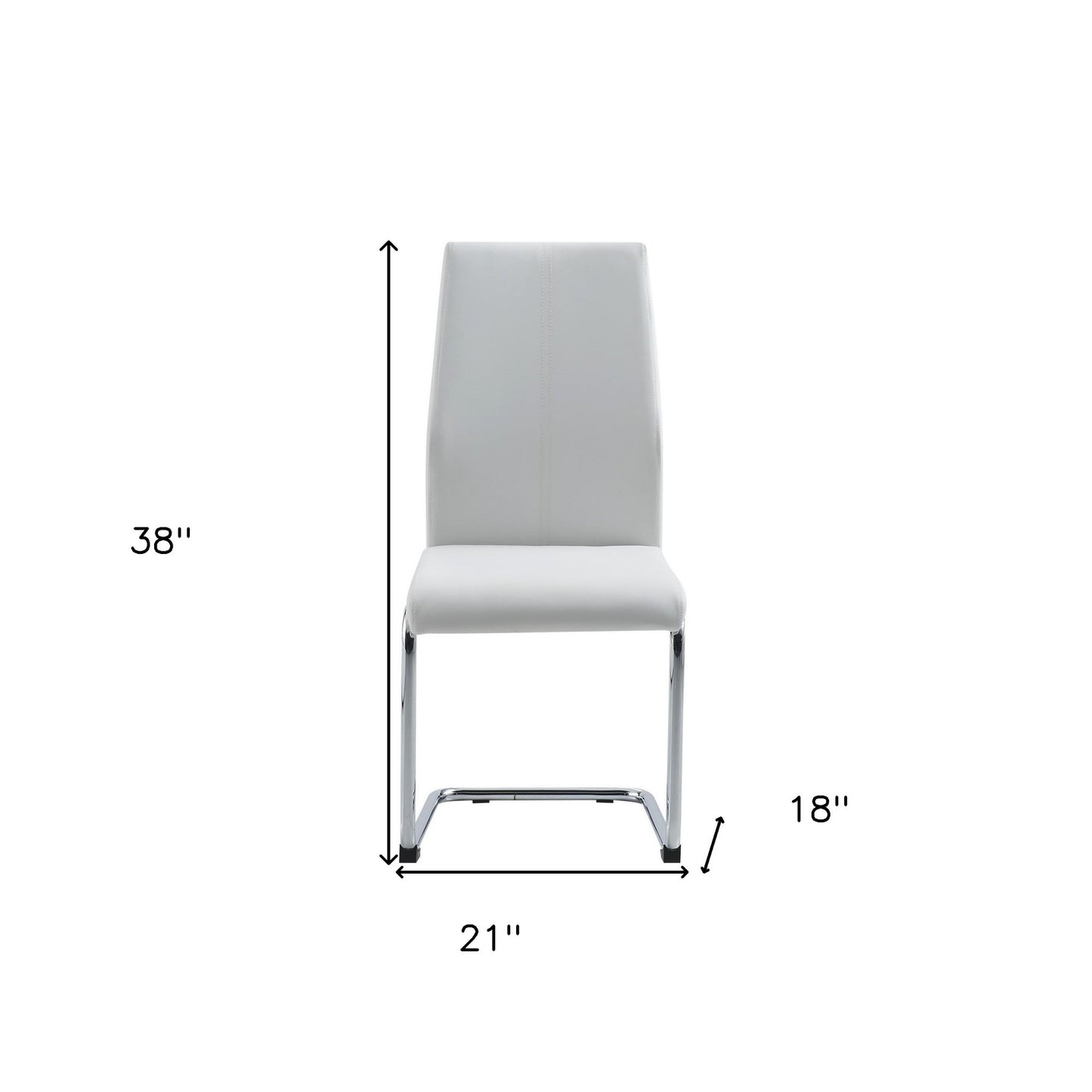 Set of Four White and Silver Upholstered Faux Leather Dining Side Chairs