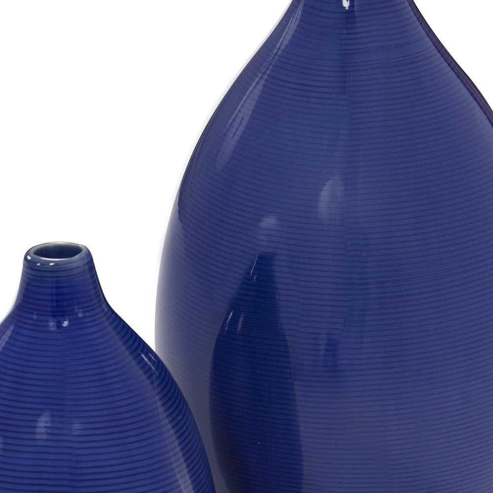 Set of Two Cobalt Bud Ceramic Table Vase