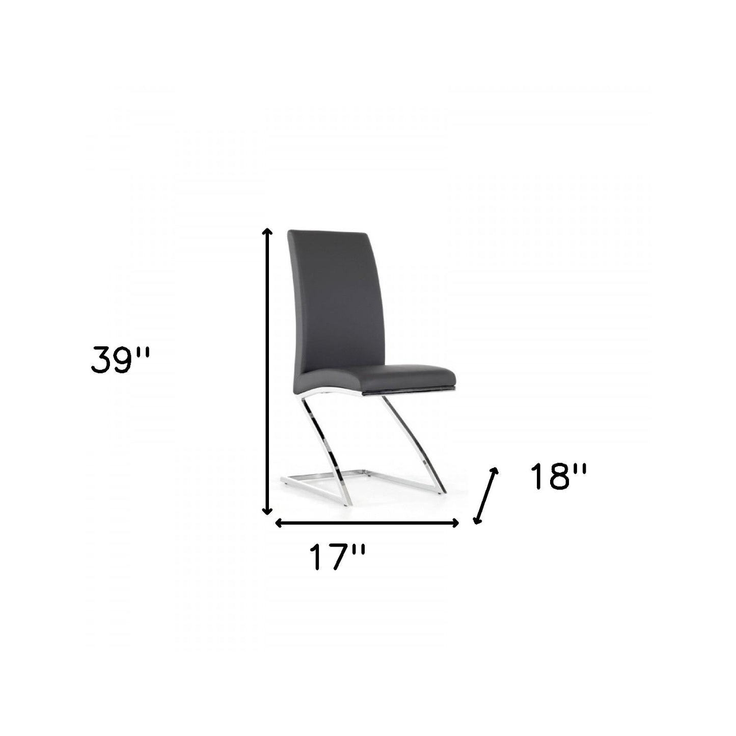 Set of Two Gray and Silver Upholstered Faux Leather Dining Side Chairs