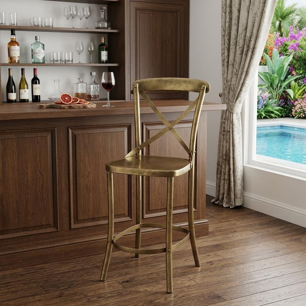24" Gold Iron Bar Chair