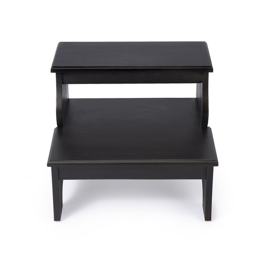 18" Dark Brown Solid and Manufactured Wood Footstool