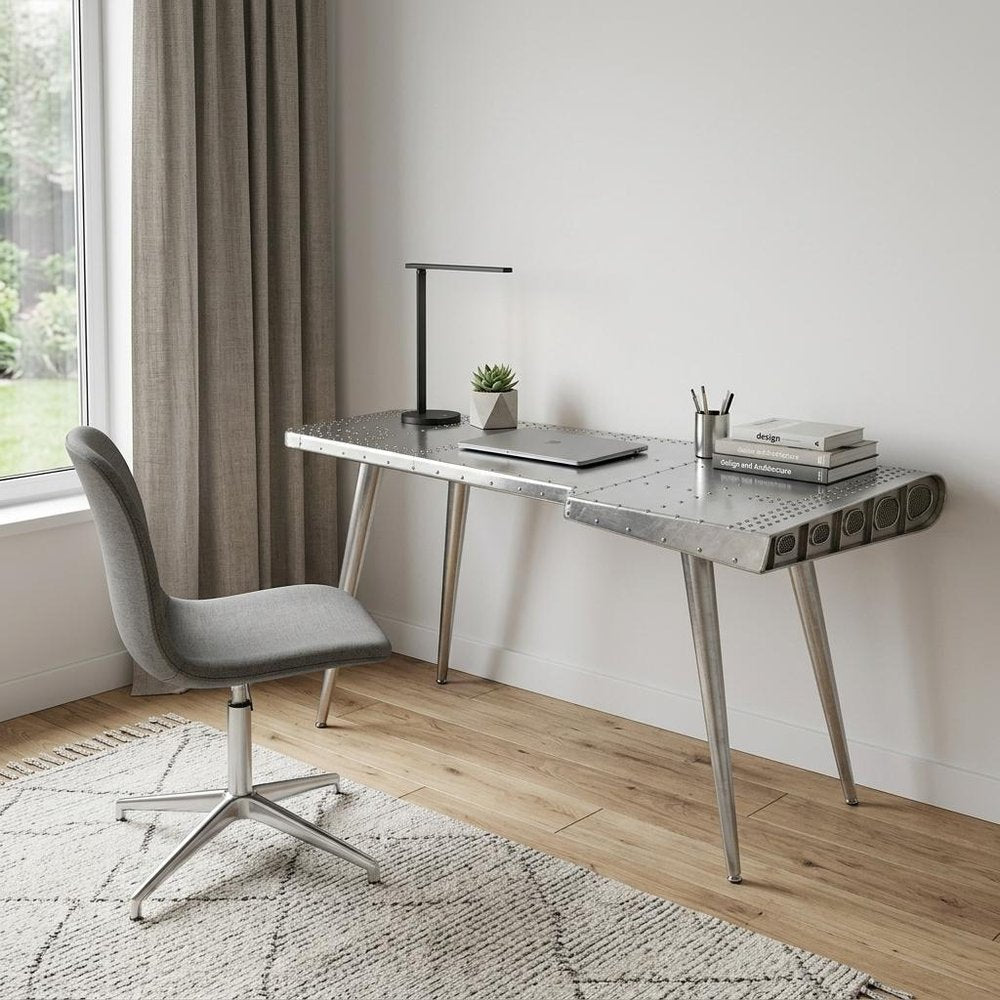 68" Silver Metal Writing Desk