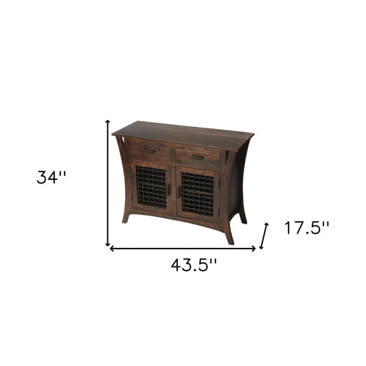 44" Dark Brown Solid Wood Accent Chest With Two Drawers
