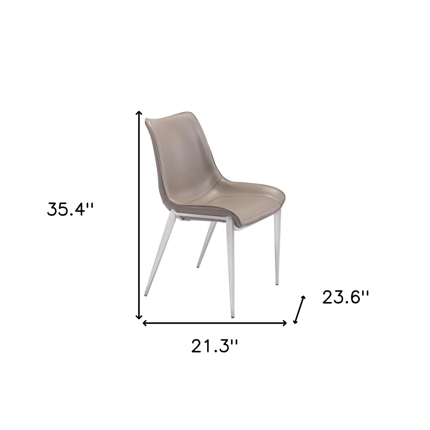 Set of Two Gray And Silver Upholstered Faux Leather Dining Side Chairs