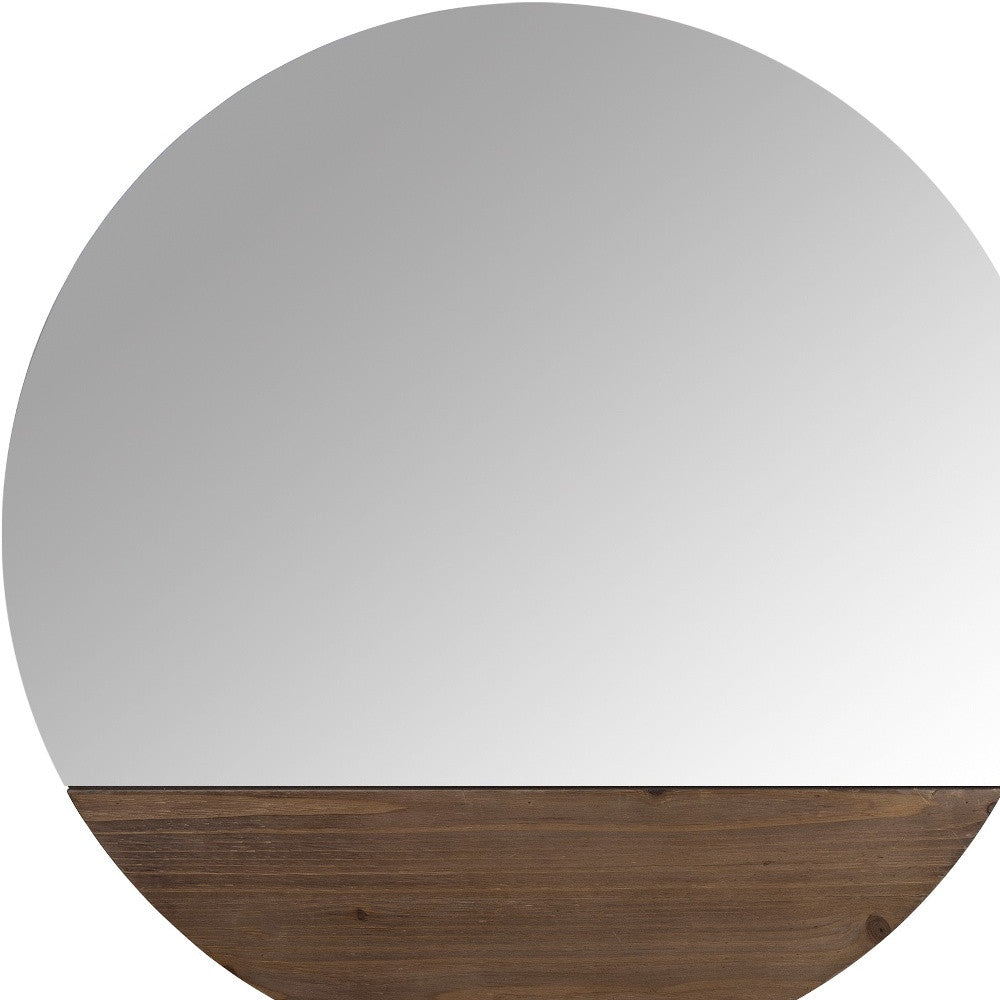 24" Brown Round Unframed Accent Mirror
