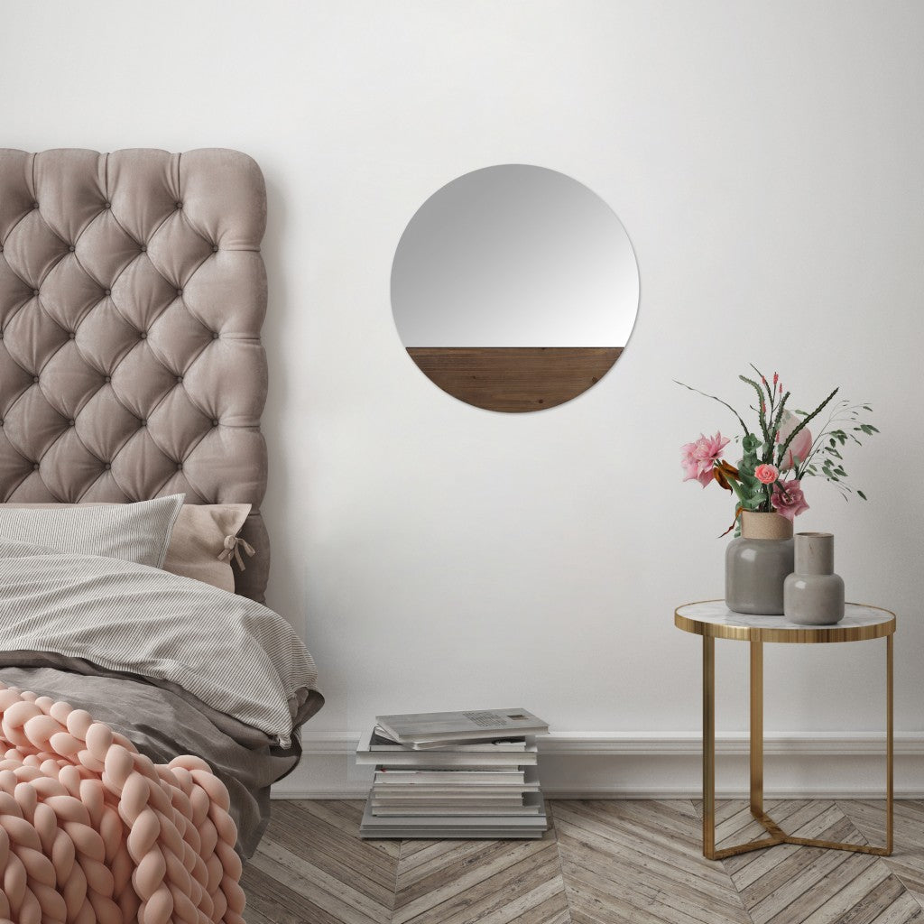 24" Brown Round Unframed Accent Mirror